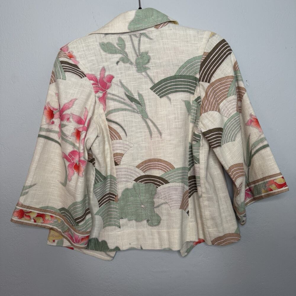 Vintage Leonard Paris Luxury Cape Blazer‎ Linen Blend Floral Chic S/M Luxury - Picture 7 of 12